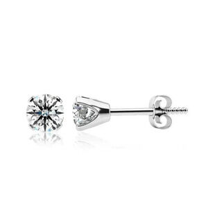 1/4 Carat Real Diamond Stud Earring 14K White Gold filled